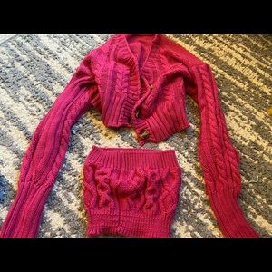 Hot pink sweater and bandeau set size large